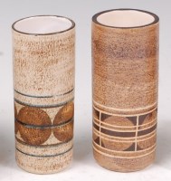 Lot 23 - Two similar 1970s Troika pottery cylindrical...