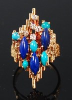 Lot 63 - A modern 18ct gold, lapis lazuli, turquoise...