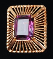 Lot 66 - A modern 18ct gold and amethyst set pendant,...