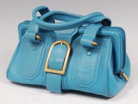 Lot 70 - A 1980s Celine sky blue ladies leather handbag,...