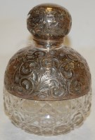 Lot 260 - An Edwardian hobnail cut glass and silver...
