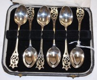 Lot 261 - A cased set of six pierced silver 1953...
