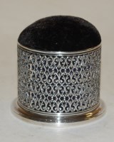 Lot 289 - A late Victorian silver pincushion of pierced...