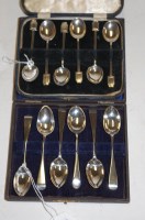 Lot 300 - A cased set of six Art Deco silver teaspoons...