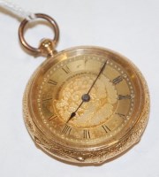 Lot 534 - A Continental 18ct gold cased open faced...