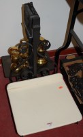 Lot 738 - A set of modern wrought iron grocers scales,...