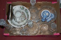 Lot 179 - Two boxes of miscellaneous china and glassware,...