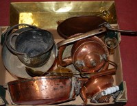 Lot 199 - A box of miscellaneous metalwares to include;...
