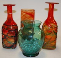 Lot 15 - A near-pair of art glass vases; together with...
