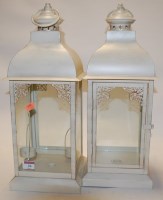 Lot 26 - A pair of modern cream painted tin garden...