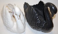 Lot 32 - A Goebel white glazed pottery swan vase;...