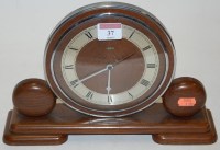 Lot 37 - An Art Deco oak cased and chrome mantel clock,...