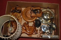 Lot 91 - A box of miscellaneous items to include carved...