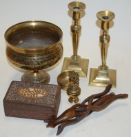 Lot 110 - A set of three Eastern brass jardinieres;...