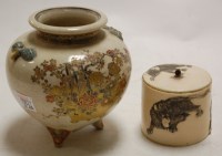 Lot 227A - A Japanese Meiji period satsuma squat vase,...