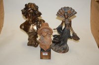 Lot 69 - An Art Nouveau style bronzed bust of a lady...