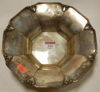 Lot 243 - A George V silver bowl of tapered octagonal...
