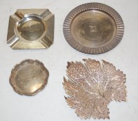 Lot 305 - An Art Deco silver ashtray having engine...