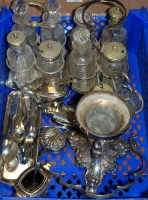 Lot 322 - A box of miscellaneous silver plated wares to...