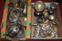 Lot 329 - Two boxes of miscellaneous silver plated wares...