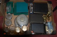 Lot 332 - Two boxes of miscellaneous metal wares to...