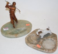 Lot 129 - An Art Deco onyx desk stand, surmounted by a...
