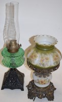 Lot 165 - A Victorian oil lamp, having opalescent glass...
