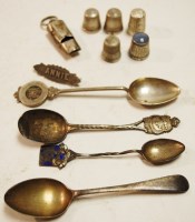 Lot 365 - A box of mixed silver and white metal wares to...