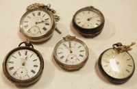 Lot 366 - Four various English silver cased gents' open...