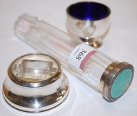 Lot 368 - A moulded glass silver and enamel topped hat...