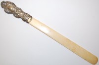 Lot 382 - A late Victorian silver handled and ivory page...