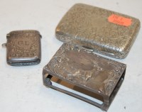Lot 383 - A silver and engraved pocket cigarette case,...