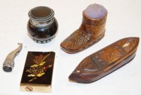 Lot 399 - A novelty treen pincushion in the form of a...