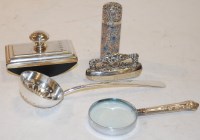 Lot 409 - Assorted silver wares to include desk blotter,...
