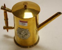 Lot 316 - A WWI trench art teapot and cover made from an...