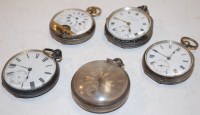 Lot 358 - Five various silver cased gents' open faced...