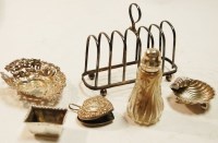 Lot 412 - Silverwares to include six division toast rack,...