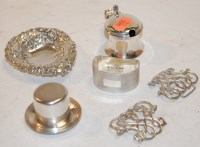 Lot 418 - Mixed silver wares to include napkin ring,...