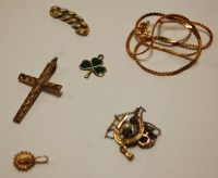 Lot 426 - A bag of assorted gold and yellow metal to...