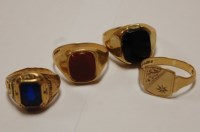 Lot 428 - A 9ct gold and diamond point gents signet ring;...