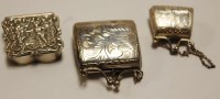 Lot 444 - A modern silver and embossed pill box;...