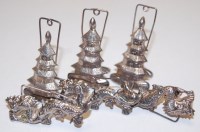 Lot 452 - Three Chinese white metal menu stands, in the...