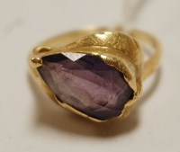 Lot 457 - A modern ladies 14ct gold and amethyst set...