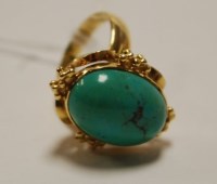 Lot 465 - A ladies yellow metal and large cabochon...
