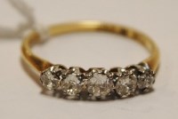Lot 466 - An 18ct gold diamond ring, arranged as five...