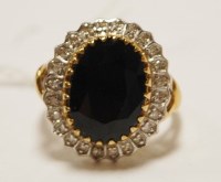 Lot 476 - A ladies yellow metal, sapphire and diamond...