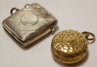 Lot 486 - A silver pocket vesta case; together with a...