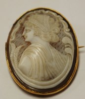 Lot 498 - A Victorian carved shell cameo brooch,...