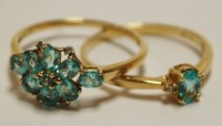 Lot 503 - A ladies 9ct gold and blue topaz flower head...