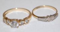Lot 504 - A ladies 18ct gold and platinum, small diamond...